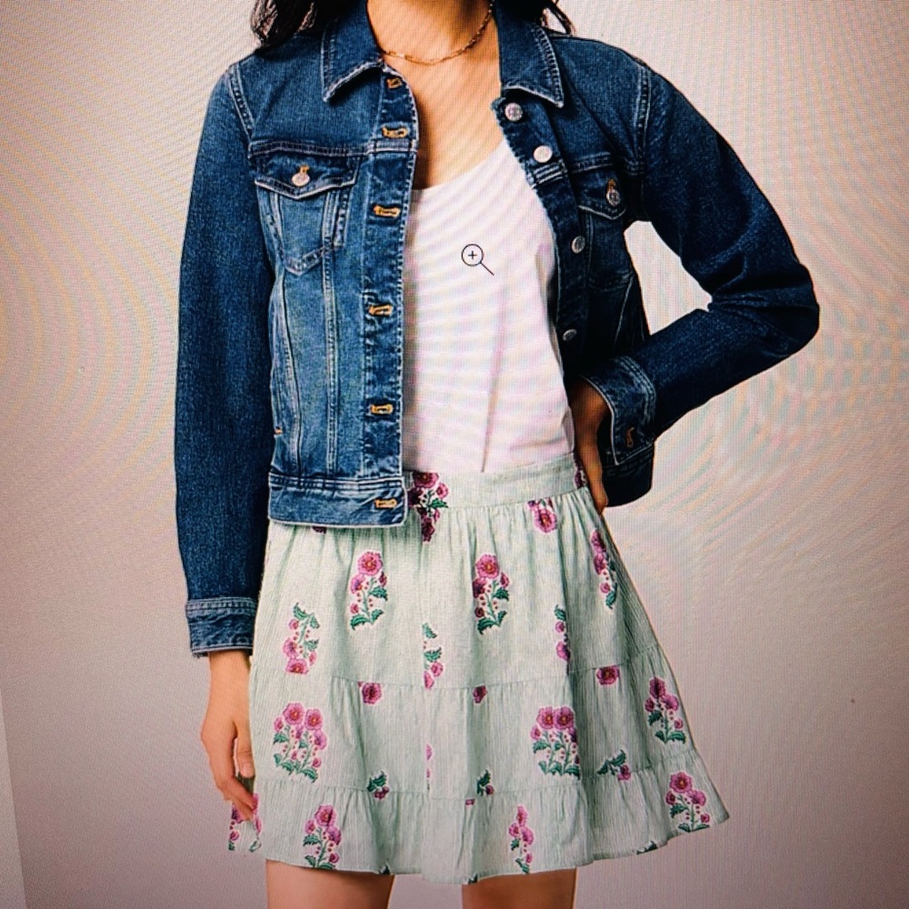 J Crew Floral Mini Striped Cotton Skirt